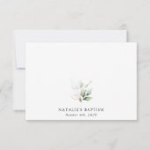 Groen, Eucalyptusbladeren, Boho, Doop Bedankkaart (Achterkant)