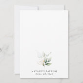 Groen, Eucalyptusbladeren, Boho, Doop Kaart (Achterkant)
