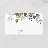 Groen, Eucalyptusbladeren, Boho, Doop Plaatskaartje (Voorkant)