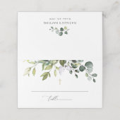 Groen, Eucalyptusbladeren, Boho, Doop Plaatskaartje (Buitenkant ongevouwen)