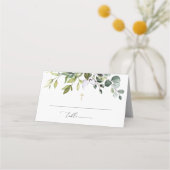 Groen, Eucalyptusbladeren, Boho, Doop Plaatskaartje (Voorkant)