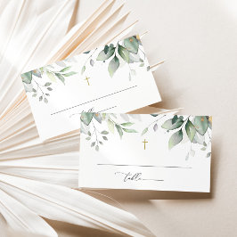 Groen, Eucalyptusbladeren, Boho, Doop Plaatskaartje