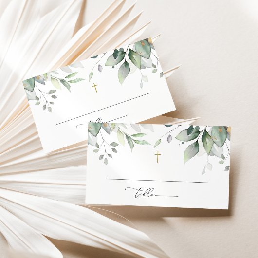 Groen, Eucalyptusbladeren, Boho, Doop Plaatskaartje
