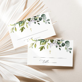 Groen, Eucalyptusbladeren, Boho, Doop Plaatskaartje