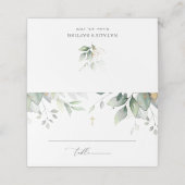 Groen, Eucalyptusbladeren, Boho, Doop Plaatskaartje (Buitenkant ongevouwen)