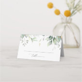 Groen, Eucalyptusbladeren, Boho, Doop Plaatskaartje (Voorkant)