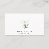 Groen, Eucalyptusbladeren, Boho, Doop Plaatskaartje (Achterkant)
