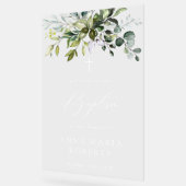 Groen, Eucalyptusbladeren, Boho, Doop Uitnodiging Acryl Bord (Hoek)