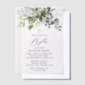 Groen, Eucalyptusbladeren, Boho, Doop Vellum Uitnodigingen (Offset)