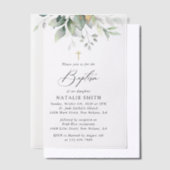Groen, Eucalyptusbladeren, Boho, Doop Vellum Uitnodigingen (Offset)