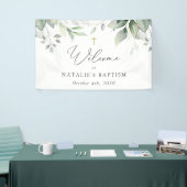Groen, Eucalyptusbladeren, Boho, Doop Welkom Spandoek (Beurs)