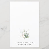 Groen, Eucalyptusbladeren, Boho, Doopmenu (Achterkant)