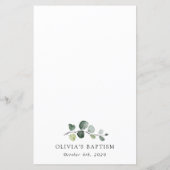 Groen, Eucalyptusbladeren, Boho, Doopmenu (Achterkant)
