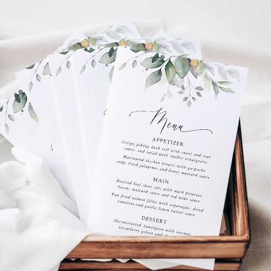 Groen, Eucalyptusbladeren, Boho, Huwelijksmenu