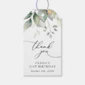 Groen, Eucalyptusbladeren, Boho, Verjaardag Cadeaulabel (Voorkant)