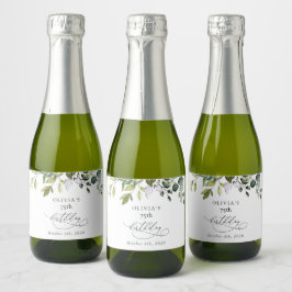 Groen, Eucalyptusbladeren, Boho, Verjaardag Sparkling Wijnetiket