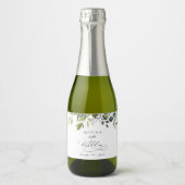 Groen, Eucalyptusbladeren, Boho, Verjaardag Sparkling Wijnetiket (Voorkant)