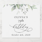 Groen, Eucalyptusbladeren, Boho, Verjaardag Sparkling Wijnetiket (Enkel label)