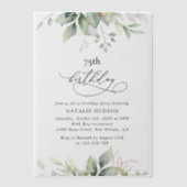 Groen, Eucalyptusbladeren, Boho, Verjaardag Vellum Uitnodigingen (Voorkant)