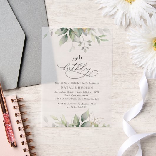 Groen, Eucalyptusbladeren, Boho, Verjaardag Vellum Uitnodigingen (Huwelijk)