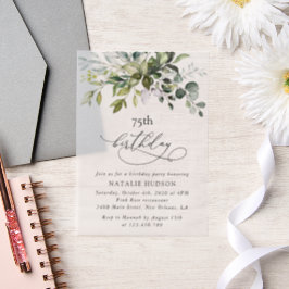 Groen, Eucalyptusbladeren, Boho, Verjaardag Vellum Uitnodigingen