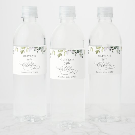Groen, Eucalyptusbladeren, Boho, Verjaardag Waterfles Etiket (Flessen)