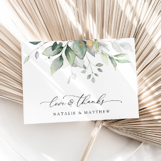 Groen, Eucalyptusbladeren, Botanische Huwelijk Bedankkaart
