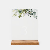 Groen, Eucalyptusbladeren, Doop Tafel Nummers Acryl Bord (Voorkant)
