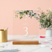 Groen, Eucalyptusbladeren, Doop Tafel Nummers Acryl Bord (Huwelijk)