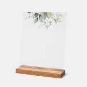 Groen, Eucalyptusbladeren, Doop Tafel Nummers Acryl Bord (Hoek)