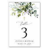Groen, Eucalyptusbladeren, Doop Tafel Nummers Kaart (Voorkant)