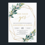 Groen eucalyptusgoud: ja verloving kaart<br><div class="desc">Groen eucalyptusgoud zij zei ja verloving uitnodiging,  Contact met me opnemen voor overeenkomende objecten of voor aanpassingen,  Blush Rozen ©</div>
