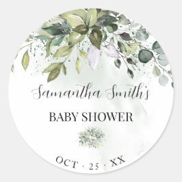 groen eucalyptusneutraal Baby shower Ronde Sticker
