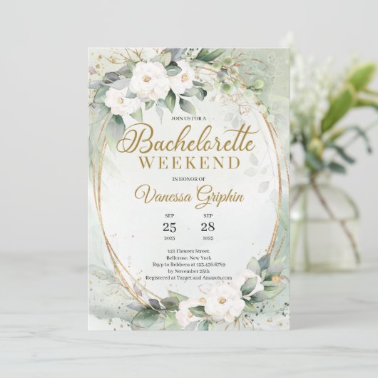 Groen eucalyptuswit roest goud Bachelorette Kaart (Staand voorkant)