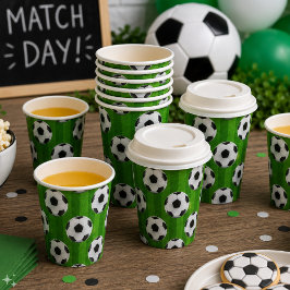 Groen Europees Voetbal Voetbal Bal Patroon Papieren Bekers