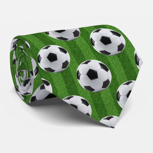 Groen Europees Voetbalpatroon Stropdas (Opgerold)