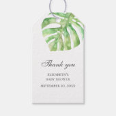 Groen exotisch blad. Tropisch baby shower dank u Cadeaulabel (Voorkant)