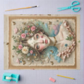 Groen-Eyed Meisje met Bloemen & Vlinders Tissuepapier (Craft)