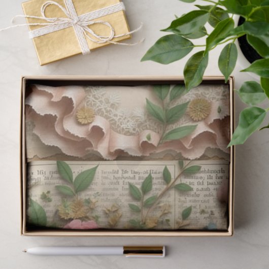 Groen-Eyed Meisje met Bloemen & Vlinders Tissuepapier (Geschenk)