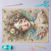 Groen-Eyed Meisje met Bloemen & Vlinders Tissuepapier (Craft)