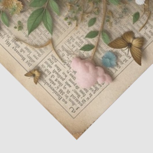 Groen-Eyed Meisje met Bloemen & Vlinders Tissuepapier (Detail)