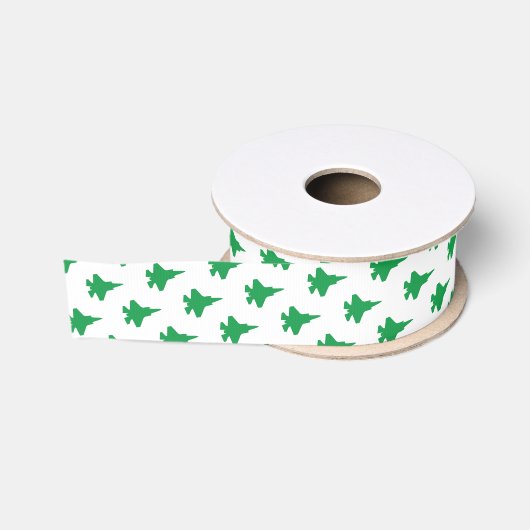 Groen F-35 bliksem 2 strijkpatronen Grosgrain Lint (Spoel)
