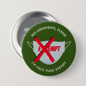 Groen | FACE MASK-VRIJSTELLING Ronde Button 7,6 Cm (Voorkant /achterkant)