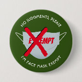 Groen | FACE MASK-VRIJSTELLING Ronde Button 7,6 Cm (Voorkant)