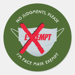 Groen | FACE MASK-VRIJSTELLING Ronde Sticker