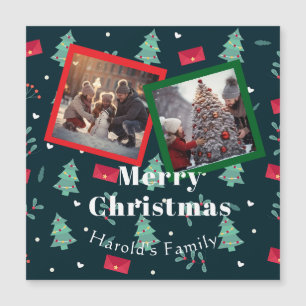 Groen Familie Foto Kerst Monogram Kaart