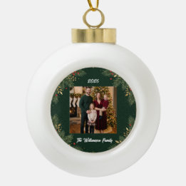 Groen Familie Foto Kerst Ornament