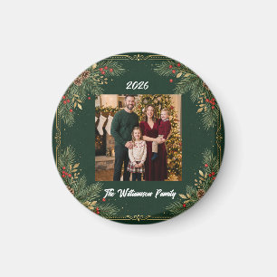 Groen Familie Foto Kerstmagneet Magneet