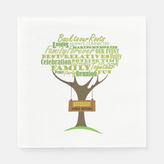 Groen Familie Reünie Papier Napkin Servet (Voorkant)