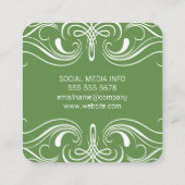 Groen fancy elementen vierkante visitekaartje (Achterkant)